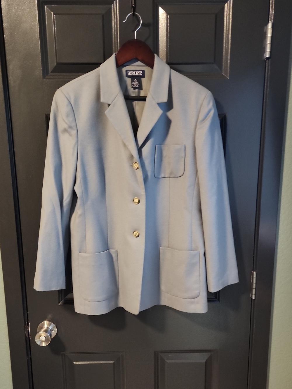 Lands' End Women's Blazer Jacket Light Blue Lined Wool Cashmere Petite 16 - Picture 2 of 4